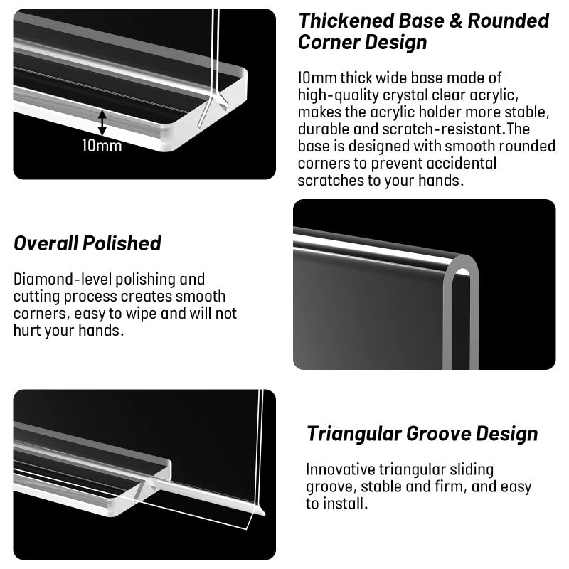 Comkrivy Acrylic Sign Holder 8.5 x 11 Inch Vertical T Shape Display Stand Double-Sided Desktop Clear Sign Holders Paper Holder Table Menu Holders Plastic Sign Stand for Home, Office, Restaurants, Store, 2-Pack - Image 4